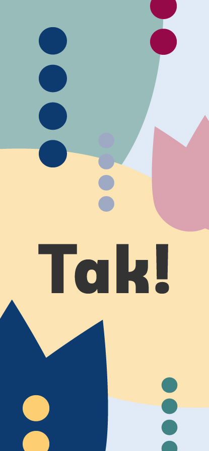 Baggrundsbillede til smartphone med en stor tekst: "Tak!"